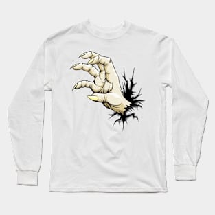 Grabbing hand with claws raised out of fracture. Long Sleeve T-Shirt